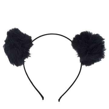 Lux Multicolor Cat Ear Fuzzy Pom Pom Headbands Set