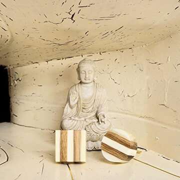 TRINCA-FERRO Set of 6 Ceramic Striped Round Bone Knob Kitchen Cabinet Cupboard Door Dresser Wardrobe and Drawer Pull for Bahtroom | Bedroom | Office | Kitchen