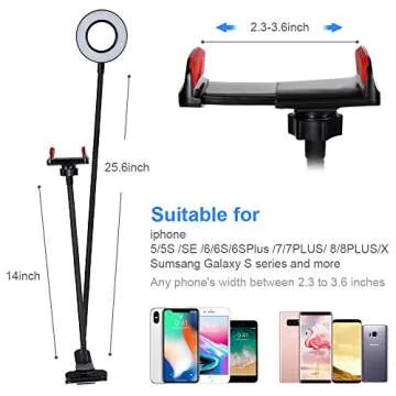 Rovtop Selfie Ring Light with Cellphone Holder