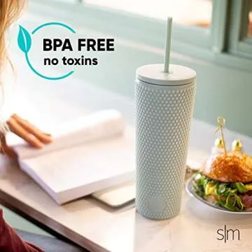 Simple Modern Plastic Matte Studded Tumbler with Lid and Straw | Reusable BPA Free Iced Coffee Cups Double Wall Smoothie Cup | Gifts for Women Men Him Her | Classic Collection | 24oz | Winter White