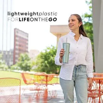 Simple Modern Plastic Matte Studded Tumbler with Lid and Straw | Reusable BPA Free Iced Coffee Cups Double Wall Smoothie Cup | Gifts for Women Men Him Her | Classic Collection | 24oz | Winter White