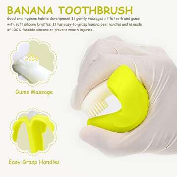 SHARE&CARE Baby Banana Teether and Toothbrush, 2-in-1 Teething Toy for Infants, Perfect for Baby Sho...