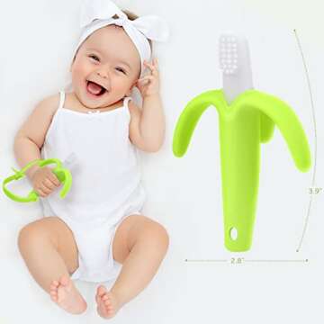 SHARE&CARE Baby Banana Teether and Toothbrush for Infants