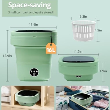 Portable Washing Machine, Mini Washer, 16L Upgraded with Spin Basket Laundry Machine, Foldable Desig...