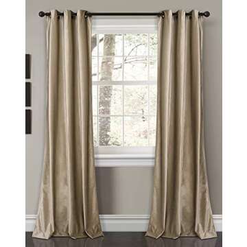 Lush Decor Prima Velvet Curtains Color Block Light Filtering Window Panel Set for Living, Dining, Be...