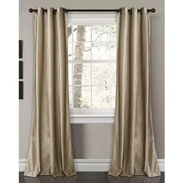 Lush Decor Prima Velvet Curtains Color Block Light Filtering Window Panel Set for Living, Dining, Be...