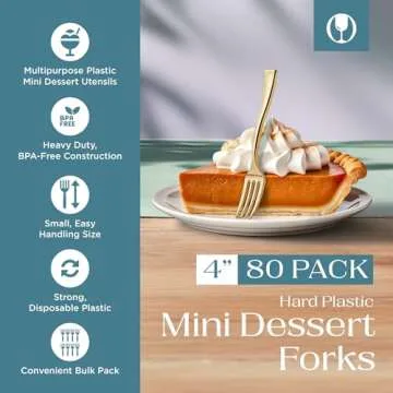 Posh Setting - Plastic Mini Gold Forks for Elegant Gatherings, 80 Pack