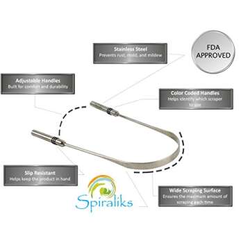 Metal Stainless Steel Tongue Cleaner Scrapers Set of 2 for All Ages