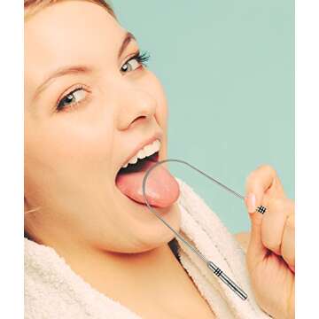 Metal Stainless Steel Tongue Cleaner Scrapers Set of 2 for All Ages