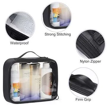 Sightor Clear Makeup Bag, 2Pcs TSA Approved Toiletry Bag Air Travel Cosmetic Bag Quart Size PVC Travel Toiletries Bag for Women Men