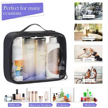 Sightor Clear Makeup Bag, 2Pcs TSA Approved Toiletry Bag Air Travel Cosmetic Bag Quart Size PVC Travel Toiletries Bag for Women Men