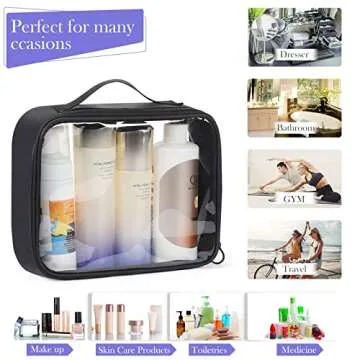 Sightor Clear Makeup Bag, 2Pcs TSA Approved Toiletry Bag Air Travel Cosmetic Bag Quart Size PVC Travel Toiletries Bag for Women Men