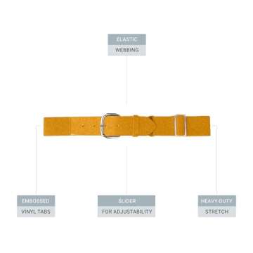 Augusta Sportswear Elastic Baseball Belt, Gold, One Size