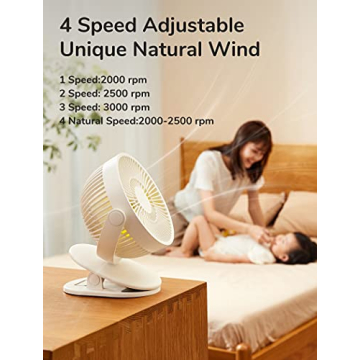 JISULIFE Baby Stroller Fan - Portable & Quiet with 4 Speeds