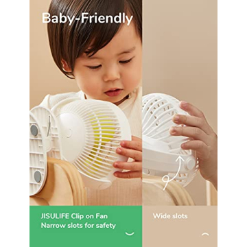 JISULIFE Baby Stroller Fan - Portable & Quiet with 4 Speeds