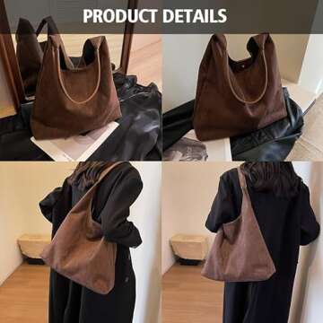 Suede Bags for Women Brown Suede Bag Suede Bag Retro Suede Slouchy Bag Suede Shoulder Bag Slouchy Bags (Coffee)