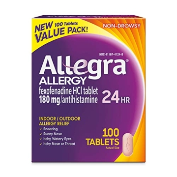 Allegra 24HR Adult Non-Drowsy Antihistamine Tablets, 24-Hour Allergy Relief, 180 mg