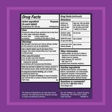 Allegra Non-Drowsy Antihistamine 180mg for 24HR Relief