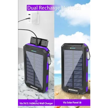 WONGKUO Solar Power Bank - 36800mAh Fast Charger