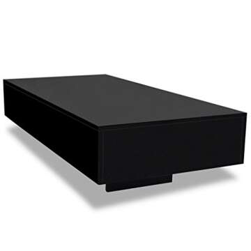 NusGear Coffee Table, Contemporary Sofa Table TV Stand with High Gloss Finish and Solid Base for Home, Office, Living Room, Easy to assemble, 45.3" x 21.7" x 12.2" - Black