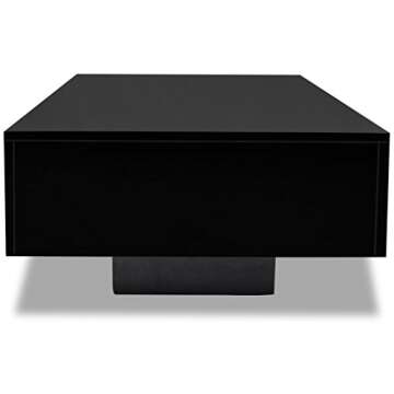 NusGear Coffee Table, Contemporary Sofa Table TV Stand with High Gloss Finish and Solid Base for Home, Office, Living Room, Easy to assemble, 45.3" x 21.7" x 12.2" - Black