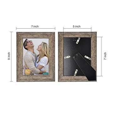 DECANIT Picture Frames Rustic Distressed Gray Wood Pattern High Definition Glass for Table Top Display and Wall Mounting Photo Frame