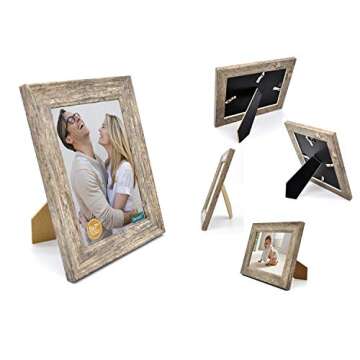 DECANIT Picture Frames Rustic Distressed Gray Wood Pattern High Definition Glass for Table Top Display and Wall Mounting Photo Frame