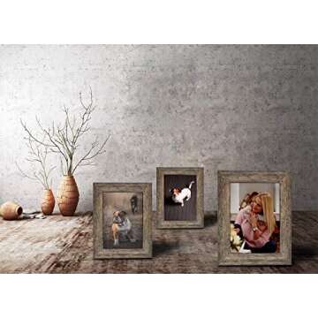 DECANIT Picture Frames Rustic Distressed Gray Wood Pattern High Definition Glass for Table Top Display and Wall Mounting Photo Frame