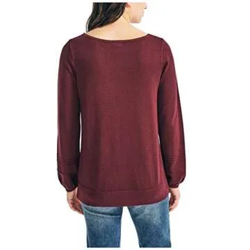 Nautica Women's Classic Boat Neck Sweater - Seaport Burgundy