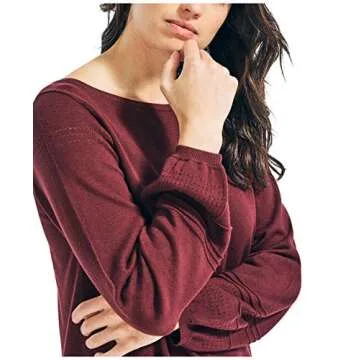 Nautica Women's Classic Boat Neck Sweater - Seaport Burgundy