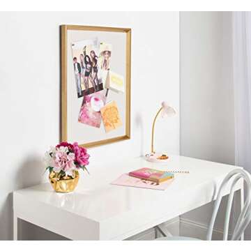 Kate and Laurel Calter Framed Linen Fabric Pinboard, 21.5x27.5, Gold