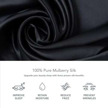 Fishers Finery 25mm 100% Pure Mulberry Silk Pillowcase, Good Housekeeping Winner (Black, Queen 2 Pack)