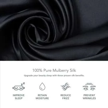 Fishers Finery 25mm 100% Pure Mulberry Silk Pillowcase, Good Housekeeping Winner (Black, Queen 2 Pack)