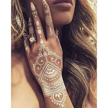 6 Sheets Temporary Tattoo,Flash Fake Waterproof Body Tattoos Stickers Women Wedding Party