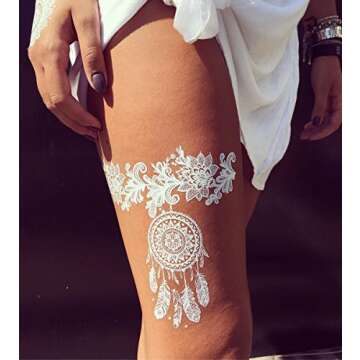 6 Sheets Temporary Tattoo,Flash Fake Waterproof Body Tattoos Stickers Women Wedding Party