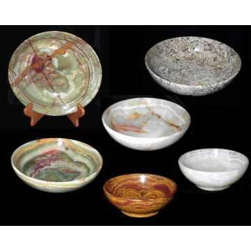 Elegant Khan Imports Onyx Bowl - 12 Inch Decorative Centerpiece