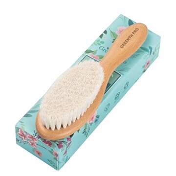 GREENTH PRO Wooden Baby Hair Brush,Natural Beech Wood and Soft Goat Bristles,Soft Bush For Toddlers, Infants, Boys, Girls