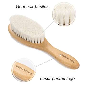 GREENTH PRO Wooden Baby Hair Brush,Natural Beech Wood and Soft Goat Bristles,Soft Bush For Toddlers, Infants, Boys, Girls