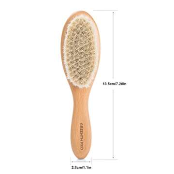 GREENTH PRO Wooden Baby Hair Brush,Natural Beech Wood and Soft Goat Bristles,Soft Bush For Toddlers, Infants, Boys, Girls
