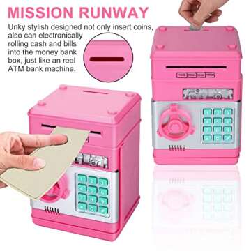 Renvdsa Electronic Piggy Bank for Kids 6 7 8 9 10 11 12 13 Year Old Girl Birthday Gifts Fun Toy for Age 6-13 for Kids to Save Cash and Coins (Pink)