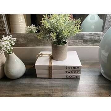 White Decorative Book,Decorative Farmhouse Books, Paperback Book for Modern Decor,Home|Sweet|Home(Set of 3 ) Stacked Books for Decorating Coffe Tables and Shelves, Rustic Home Book Decor