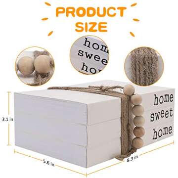 White Decorative Book,Decorative Farmhouse Books, Paperback Book for Modern Decor,Home|Sweet|Home(Set of 3 ) Stacked Books for Decorating Coffe Tables and Shelves, Rustic Home Book Decor