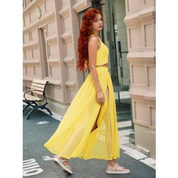 Chic Women’s 2 Piece Chiffon Maxi Dress with High Split