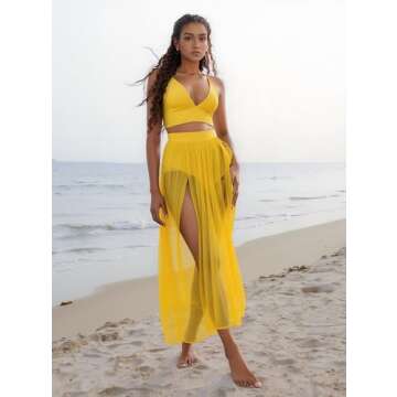 Chic Women’s 2 Piece Chiffon Maxi Dress with High Split