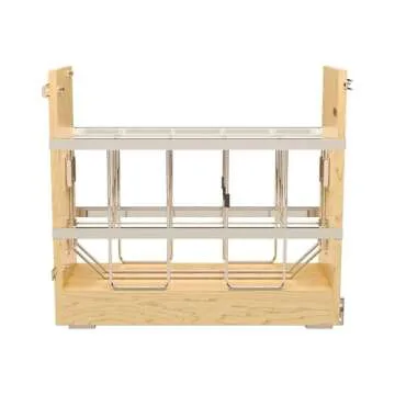 Rev-A-Shelf 5" Pull Out Wooden Bakeware Organizer Shelf for Base Kitchen Cabinets w/Soft-Close and 100 Pound Ball-Bearings, 447-BCBBSC-5C