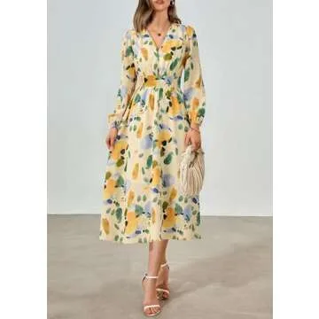 PRETTYGARDEN Floral Midi Dress for Spring Weddings & More