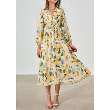 PRETTYGARDEN Floral Midi Dress for Spring Weddings & More