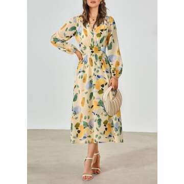 PRETTYGARDEN Floral Midi Dress for Spring Weddings & More