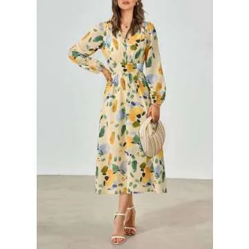 PRETTYGARDEN Floral Midi Dress for Spring Weddings & More