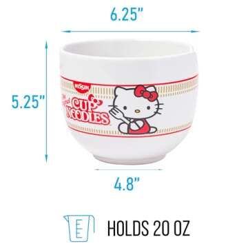 Hello Kitty Nissin Ramen Bowl with Chopsticks - Adorable & Functional